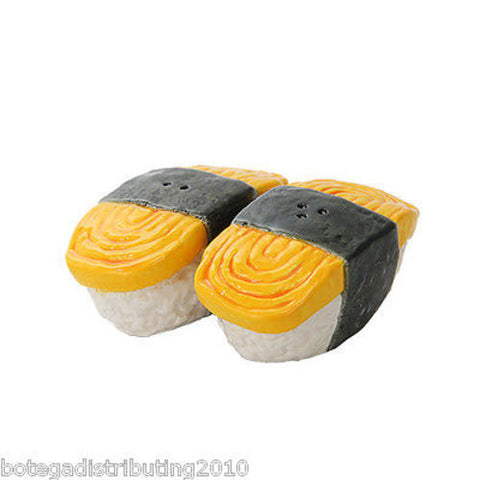 Tamago Sushi Japanese Ceramic Magnetic Salt and Pepper Shaker Set