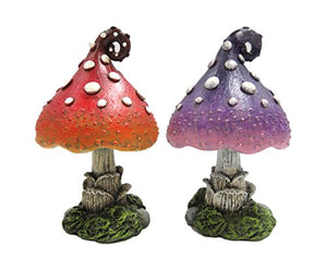 Enchanted Garden Decorative Mushrooms Set of 2 Mini Fairy Garden Decorative Accessory 4.75 inch Tall