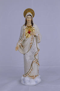 Immaculate Heart of Mary Religious Statue Real Fabric Dress Collectible Figurine