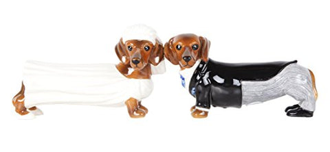 Lovely Wedding Bride and Groom Doxies Salt and Pepper Shaker Set Cute Dachshund Wiener Dog Tabletop Decoration SP Set