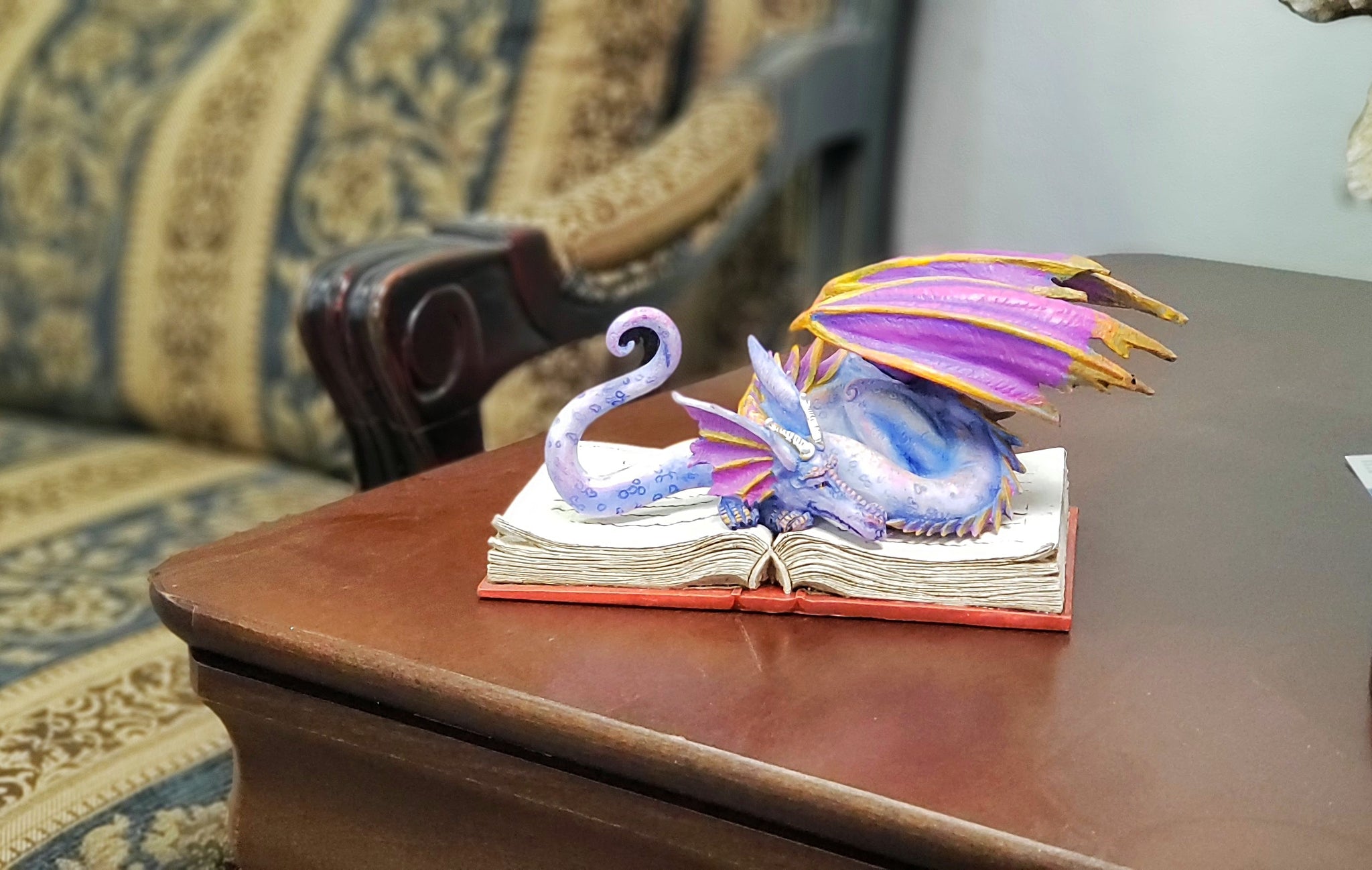 Book Wyrmill Dragon Text Book Statue by Amy Brown Studying Mystical Purple Dragon