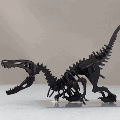 Japanese Art of Paper Craft Dinosaur Velociraptor 34 pieces Black Assembled Educational Premium 3D Puzzle Paper Model Kit Challenge Gift Made in Japan