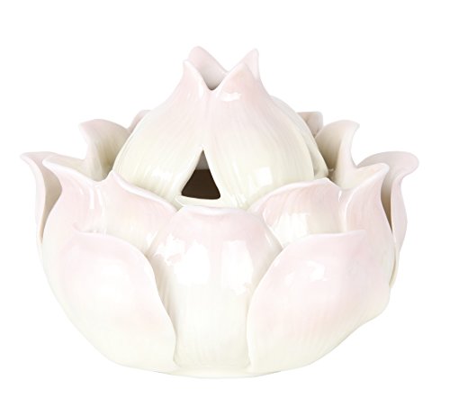 Meditation Auspicious Lotus Shape Porcelain Stick or Cone Lidded Incense Burner Holder Infuser