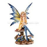 6 Inch The Magician Fairy Sitting on Mushrooms Statue Figurine