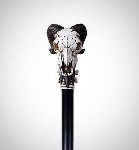 Ram Horn Skull Baphomet Goat Head Swaggering Cane Decorative Walking Cane 36"