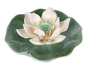 Meditation Use Auspicious Lotus Shape Porcelain Stick or Cone Incense Burner Holder Infuser