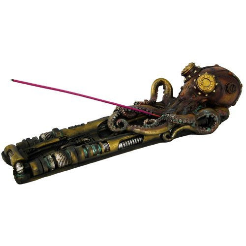 Steampunk Octopus Collectible Incense Burner Holder 10.25 Inch L