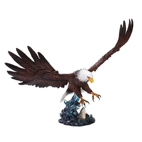 Colored Grand Bald Eagle Patriotic Bird Figurine Made of Polyresin