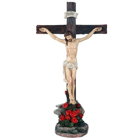 Crucifix Jesus on Cross Catholic Religious Collectible Tabletop Decor Gift 15 inch