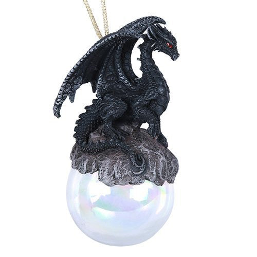 Checkmate Black Dragon Glass Ball Ornament by Ruth Thompson Tree Decoration Gift Decor