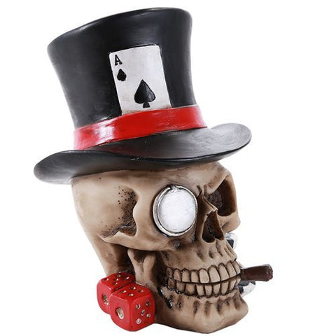 Poker Skull Ace Spades Top Hat Casino Dice Poker Game Skull Gambler Figurine Gift