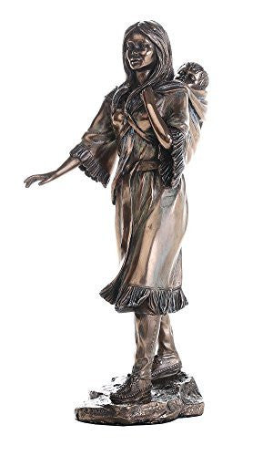 Native American Sacagawea Holding Child Collectible Figurine 8 Inch Tall