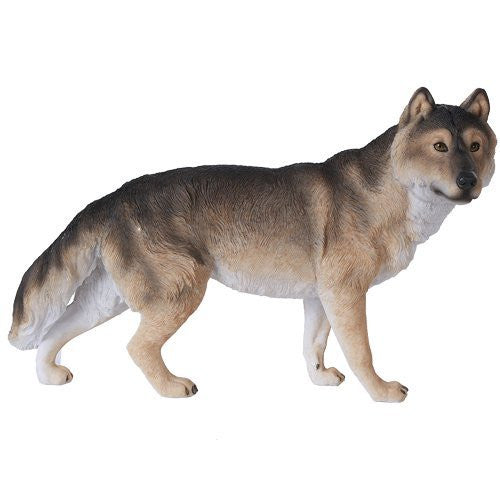 Grey Wolf Figurine Wildlife Collection Statue 12 Inch Lifelike Collectible