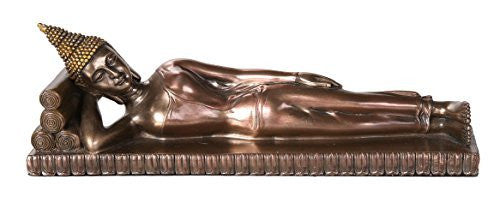 Sleeping Reclining Buddha Nirvana Meditation Desktop Figurine (10 Inches L)