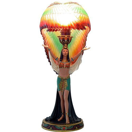 Clear Winged Egyptian Goddess Isis Sculptural Table Lamp 18.75 Inch Tall