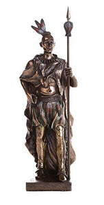 Indian Warrior with Traditional Costume and Weapon Collectible Figurine 9 Inch Tall
