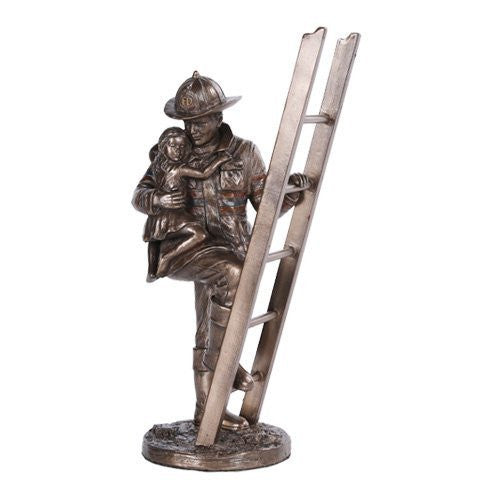 Fireman Rescue Collectible Statue Made of Polyresin