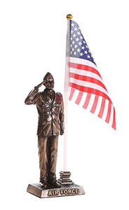 US Air Force Cold Cast Bronze Officer Salute Stars and Stripes Honoring America's Finest Desktop Collectible Pen Holder