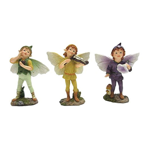 Mini Fairy Garden Boy Fairies Set of 3 Decorative Mini Garden of Enchantment Figurine 3 Inch Starter Kit