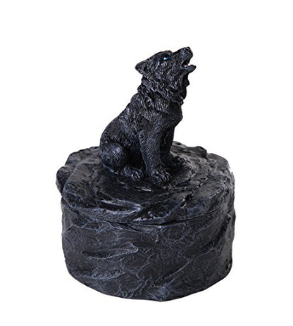 Lone Majestic Wolf Mini Resin Trinket Box 3.15 Inches Tall