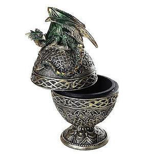 Dragon Protector of the Golden Celtic Egg Orb Sculptural Box Collectible 6.5H