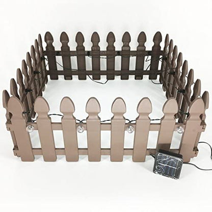 Pacific Giftware Solar Powered Rechargeable Plastic Garden Border Fence Panel Set of 4