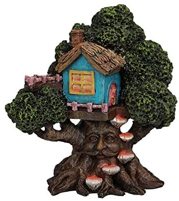 Pacific Giftware PT Greenman Mushroom Treehouse Decorative Garden Statue