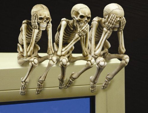 See, Hear, and Speak no Evil Shelf Sitter Skeleton Figurine (Set of 3 pieces)