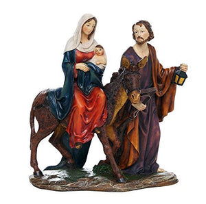 Flight into Egypt Mary Jesus Baby Jesus Catholic Religous Figurine Sculpture 8.5 Inch