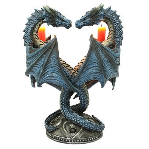 Altar Drake Double Dragon Candle Holder Stand Sculptural Home Decor 9 Inch Tall