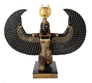 Large Egyptian Goddess Isis With Open Wings Decorative Statue 15 Inch Tall Collectible