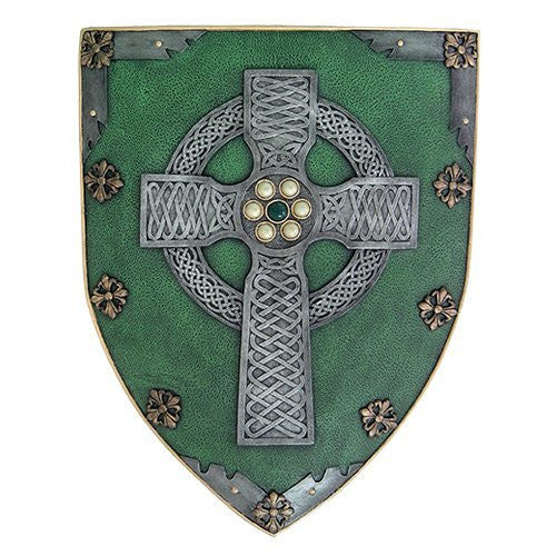 Celtic Cross Warriors Faith Shield Wall Sculpture Decor
