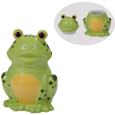 Green Spotted Frog Cookie Ceramic Cookie Jar Kitchen Decor Toad