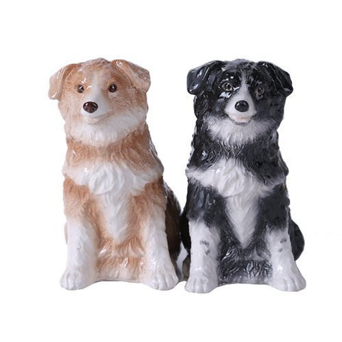 Border Collie Couple Dogs Magnetic Salt and Pepper Shaker Kitchen Set