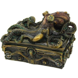 Steampunk Octopus Collectible Square Trinket box 5.5 inch L
