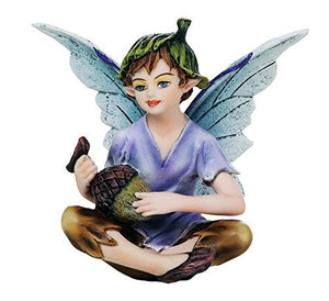 Fairy Garden Flower Boy Fairy with Acorn Decorative Mini Garden of Enchantment Figurine 3 Inch