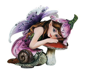 Fairy Garden Flower Fairy with Toadstool and Snail Decorative Mini Garden of Enchantment Figurine 3 Inch