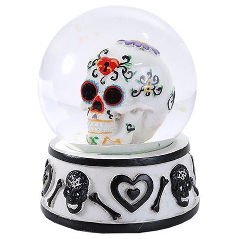 Day of the Dead Sugar Skull Head Water Globe 80mm Home Decor Gift Collectible