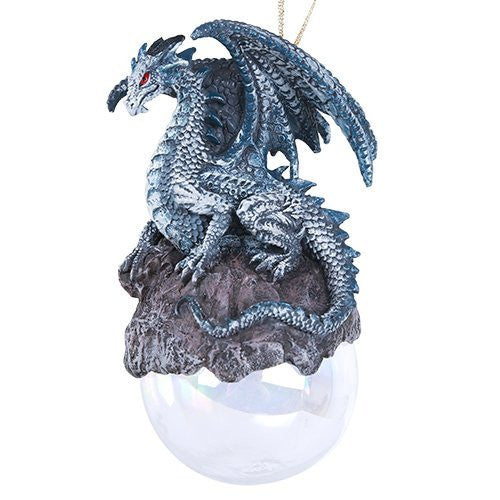 Checkmate Gray Dragon Glass Ball Ornament by Ruth Thompson Tree Decoration Gift Decor