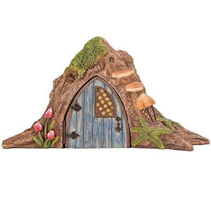 Miniature Fairy Garden of Enchantment Fairy Tree Trunk Cottage with Door Figurine Display 4.75 Inches