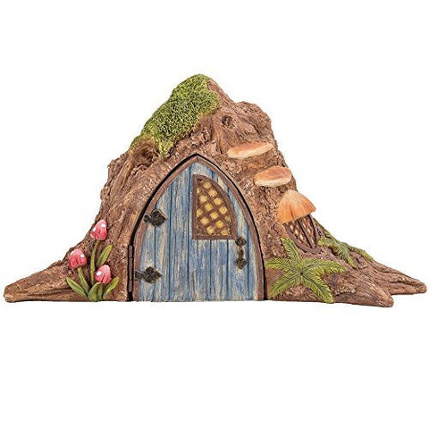Miniature Fairy Garden of Enchantment Fairy Tree Trunk Cottage with Door Figurine Display 4.75 Inches