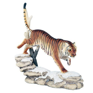 Wildlife Bengal Tiger Trotting On Snowcap Rocks 11 Inch Collectible Figurine Statue Home Decor Gift