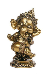 Ganesha The Hindu Elephant Deity Dancing Playing Instrument Ganesh Figurine Sculpture 6 Inch H
