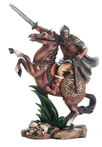 Ancient Nordic Viking Warrior on Horse Ready for Battle Collectible Figurine 10 Inch Tall