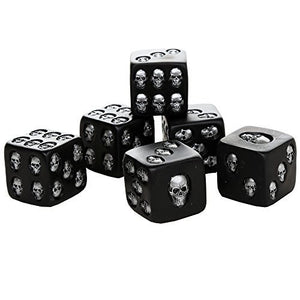 Decorative Black Skull Dice of Death 1.5 Inches Each Set of 6