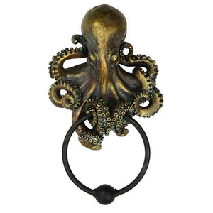 Decorative Octopus Kraken Resin Door Knocker with Cast Iron Knocker Wall Sculpture