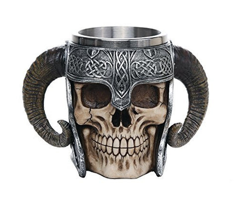 Viking Skull of Valhalla Warrior Mug Tankard 13oz