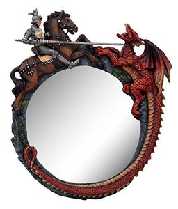 Legend of St George Slaying Dragon Wall Mirror Home Decor 12 Inch Tall