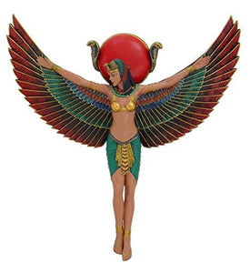 Ancient Egyptian Goddess Isis With Open Wings Decorative Wall Plaque 13.5" Tall Figurine