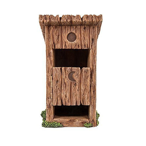 Miniature Fairy Garden Wooden Outhouse Toilet with Door Figurine Display 5.75 Inches
